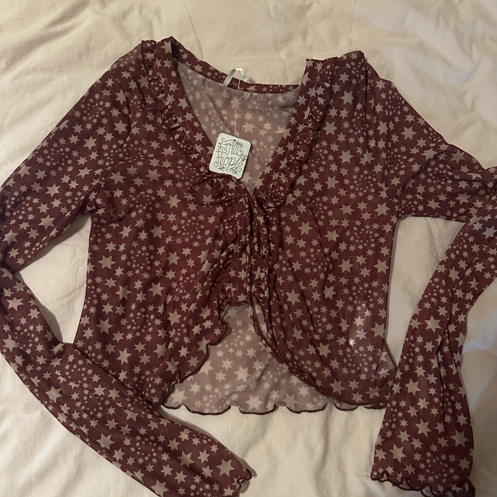 Free People NWT Star Mesh Top L